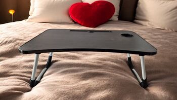 Laptop Bed Table With Foldable Legs And Cup Slot, 9 of 9