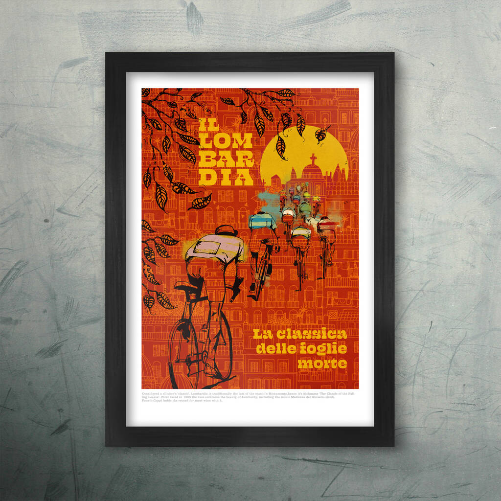 Lombardia Race Of The Falling Leaves Cycling Poster By The Northern Line