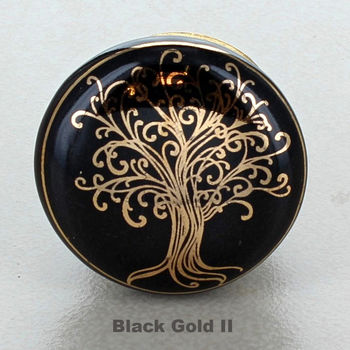 Black Gold Tree Of Life Ceramic Door Knobs, 4 of 11