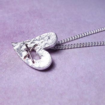 Sterling Silver Torn Heart Necklace, 3 of 8