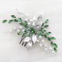 Silver Leaf And Green Crystal Hair Comb, thumbnail 5 of 5