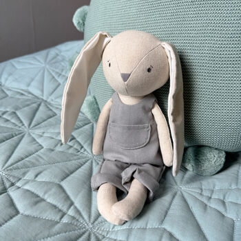 Handmade Cotton Linen Soft Toy Bunny, 3 of 4