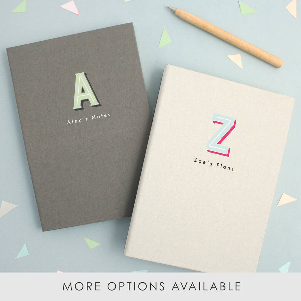Personalised A5 Typographic Notebook Colour, 1 of 8