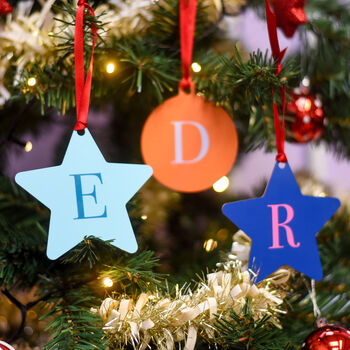 Personalised Colour Block Initial Christmas Decoration, 12 of 12