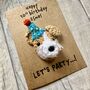 Personalised Name Age Party Dog Crochet Birthday Card Handmade, thumbnail 11 of 12