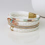 Gold Plated White Multistrand Bracelet With Warm Earthy Pastel Crystals, thumbnail 4 of 6