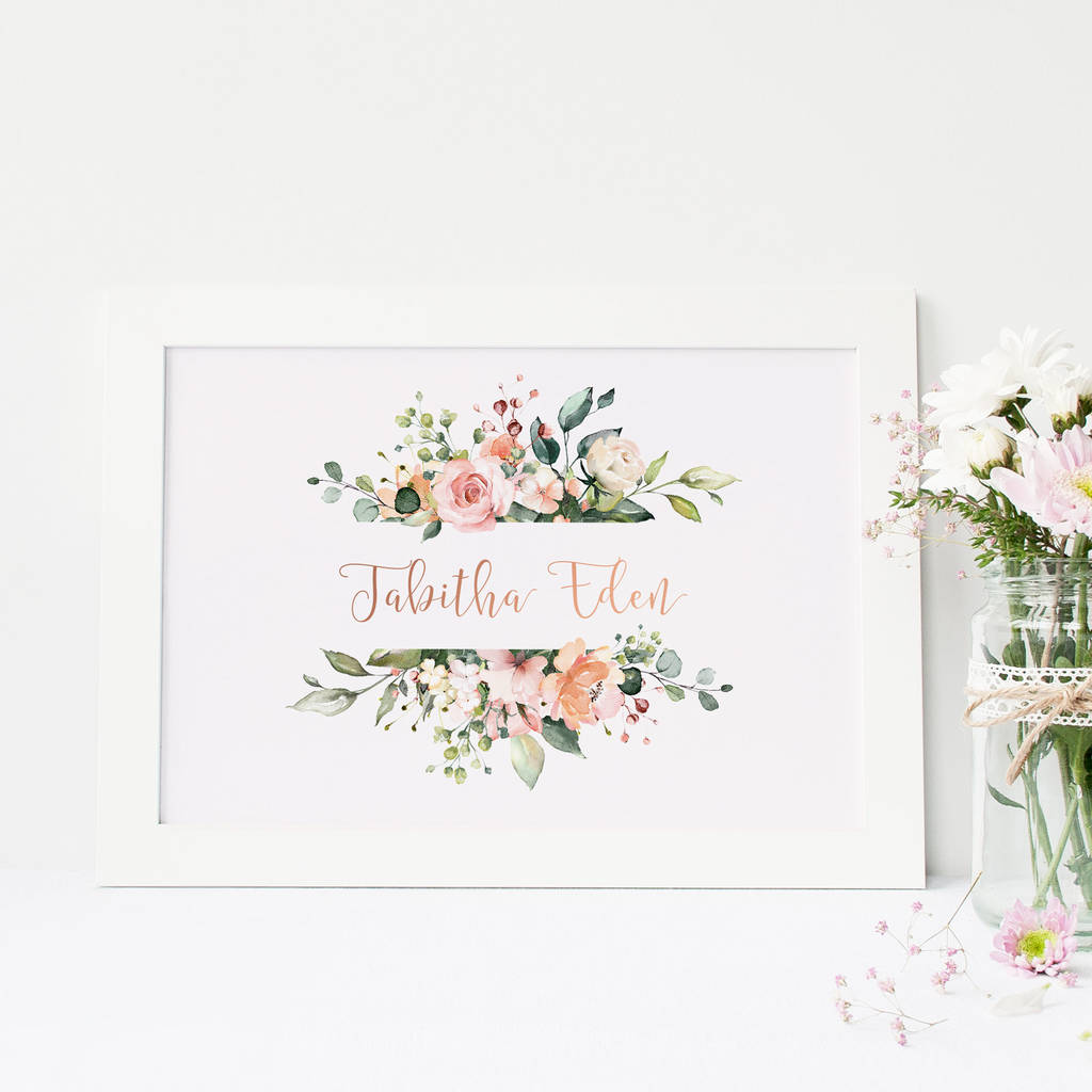 Personalised Floral Banner Name Print By Elinor Rose Studio ...