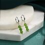 Sterling Silver Genuine Jasper Jade Stone Trio Huggie Hoop Earrings, thumbnail 1 of 11