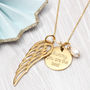 Personalised 18ct Gold Plated Angel Wing Necklace, thumbnail 2 of 7