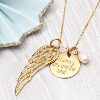 Personalised 18ct Gold Plated Angel Wing Necklace, 2 of 7