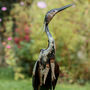 Egret Heron Handmade Recycled Metal Garden Sculpture, thumbnail 4 of 5