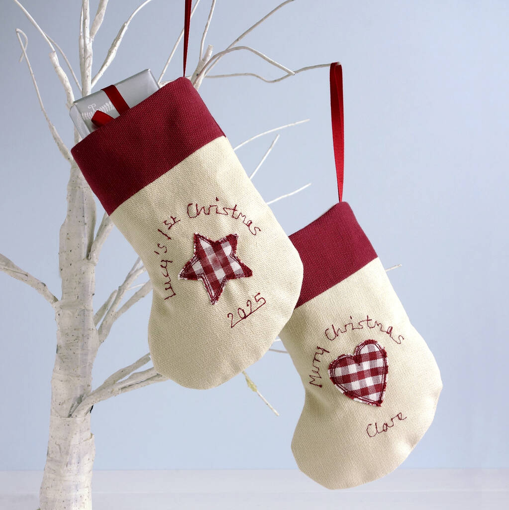 Personalised Mini Christmas Stocking Hanging Decoration, 1 of 12