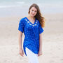 Blue Luxury Silk Embroidered Hand Dyed Tunic, thumbnail 3 of 5