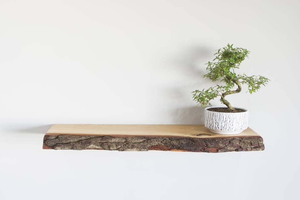 Bark Edge Solid Oak Floating Shelf By BespOak Interiors