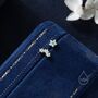 Asymmetric Forget Me Not Flower Cz Stud Earrings, thumbnail 6 of 12