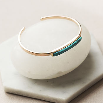 Turquoise December Birthstone Rose/Gold Plated Bangle, 3 of 5