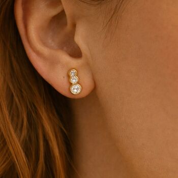 Tripple Diamond Stud Earrings, 4 of 4