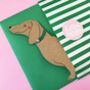 Free Standing Dachshund Greeting Card With Tiny Bell, thumbnail 5 of 5