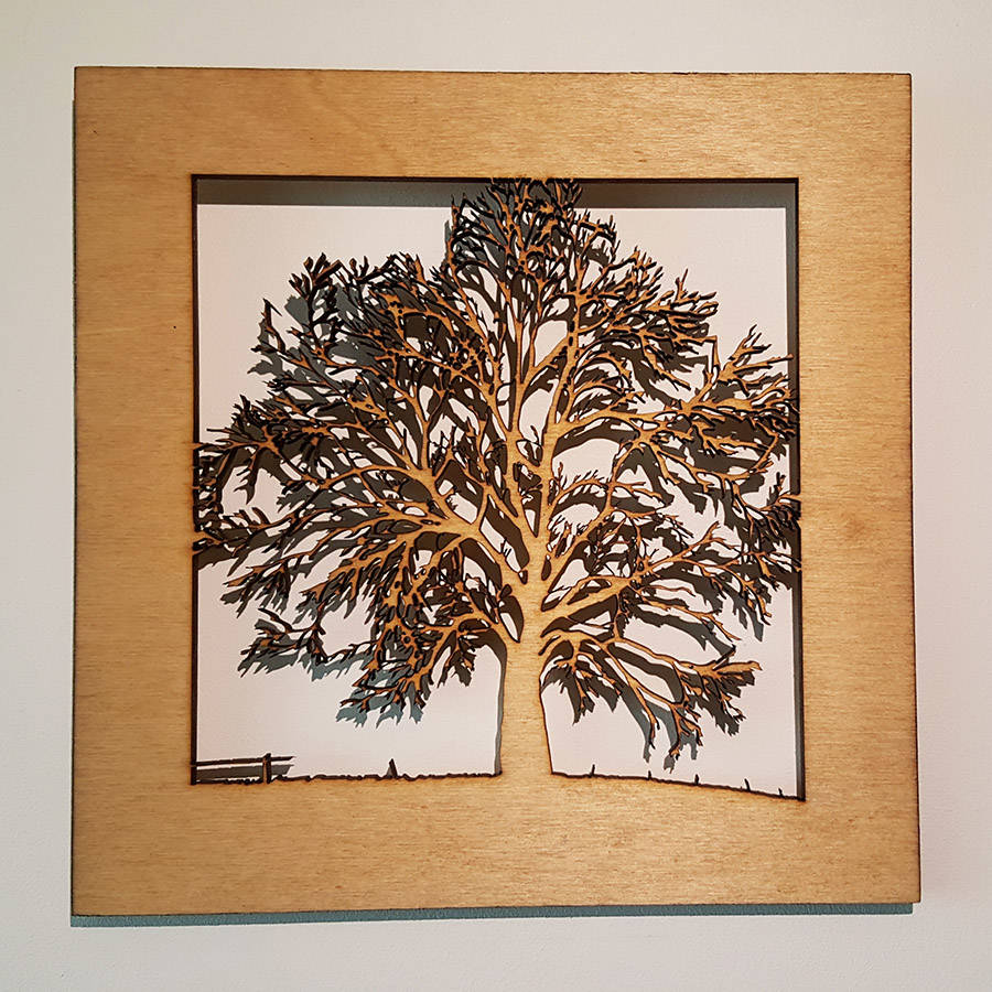 small wooden tree scene silhouette wood picture art by for me & for you ...