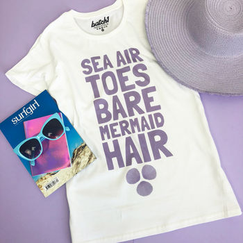 Sea Air Mermaid Hair Women’s Summer Slogan T Shirt, 2 of 2