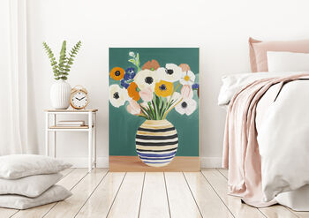 Green Vase Flowers Art Print, 2 of 2