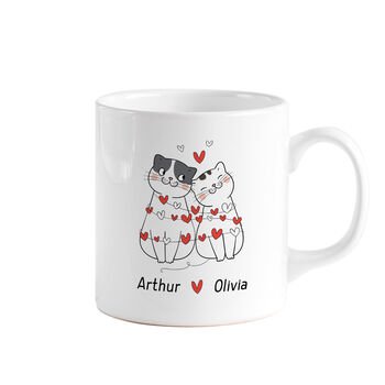 Personalised Cat Couple Mug Gift With Names, 2 of 8