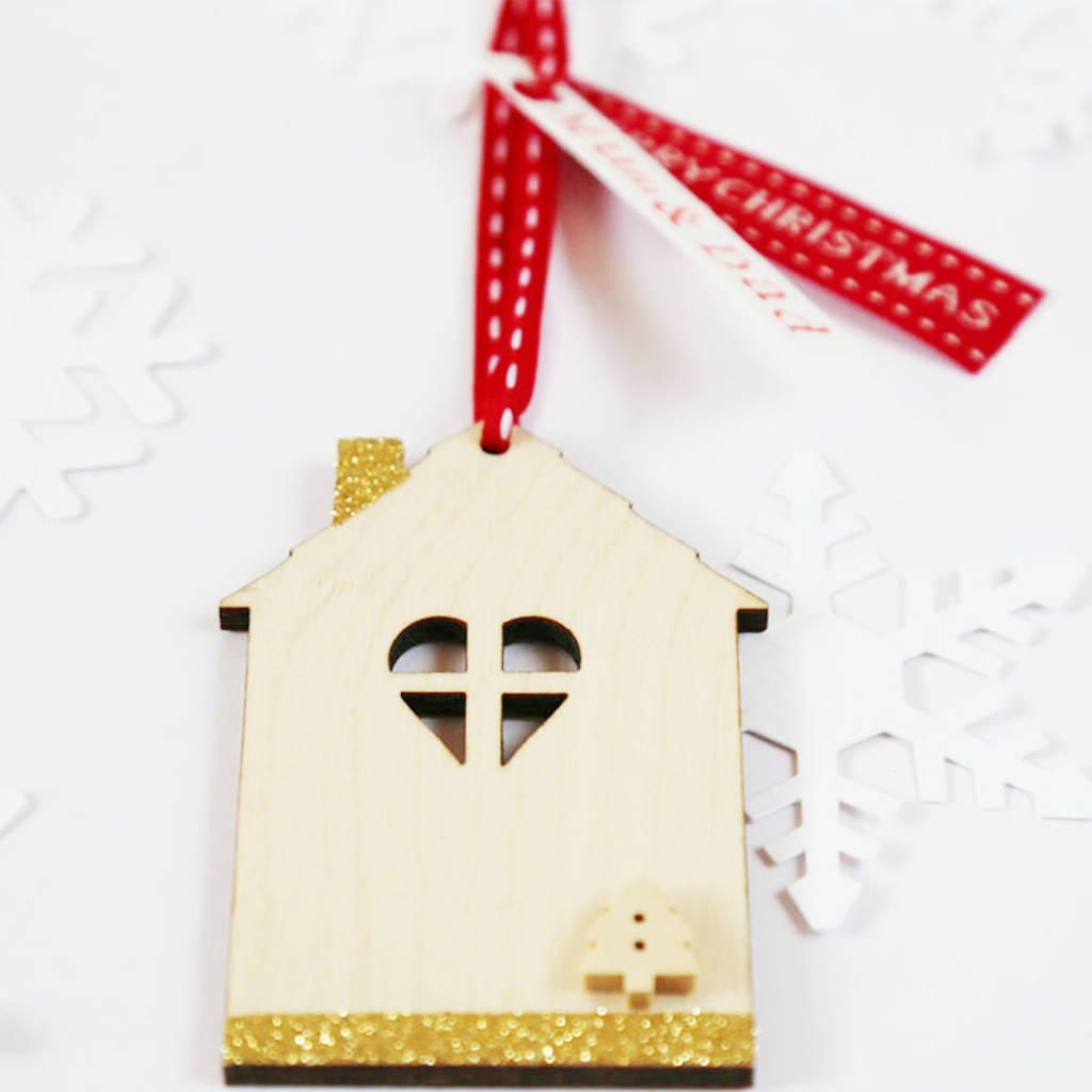 Wooden House Christmas Decoration By buttongirl designs