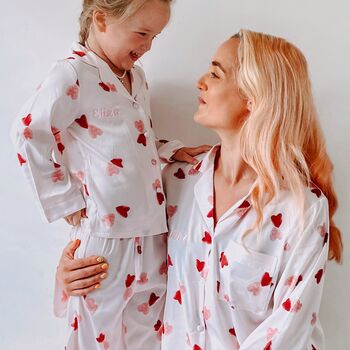 Personalised Girl's Pink Heart Long Sleeve Pyjama Set, 3 of 4