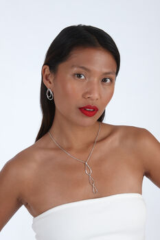 Sterling Silver Petal Drop Necklace Adjustable Chain Pendant Long Length Necklace Handmade Layered Necklace Pendant, 10 of 12