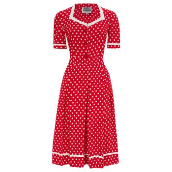 Francoise Dress In Red Polka Vintage 1940s Style, 2 of 2