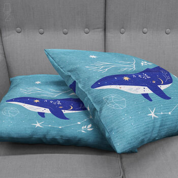 Blue Pillow Cover With Whale And Ursa Major Design, 4 of 7
