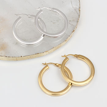 Gold Plated Or Sterling Silver Creole Hoop Earrings, 2 of 7