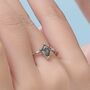 Sterling Silver One Carat Rhombus Cut Moss Agate Classic Single Stone Engagement Ring, thumbnail 3 of 12