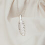 Sterling Silver Fingerprint Feather Necklace, thumbnail 1 of 11