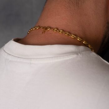 Gold Hammered Puff Mariner Chunky Chain Stainless Steel Necklace For Men, 2 of 12