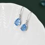 Sterling Silver Topaz Blue Cz Droplet Drop Earrings, thumbnail 3 of 12