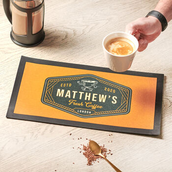 Personalised Coffee Label Kitchen Mat, 3 of 4