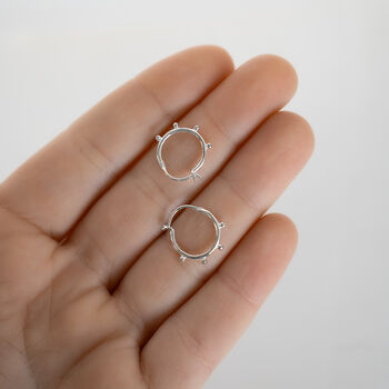 Tiny Hoop Sterling Silver Earrings With Ball Dots, 3 of 10