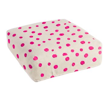Hand Painted Linen Floor Cushion Cube In Polka Dot Print, 12 of 12