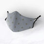 Bee Print In Grey Washable Antimicrobial Face Mask, thumbnail 1 of 2