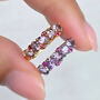 Pink Ruby And Amethyst Pear Cut Half Eternity Band In Sterling Silver And Gold, thumbnail 1 of 9