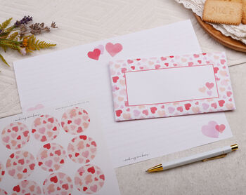 A4 Origami Writing Paper That Folds Into An Envelope With Love Heart Design, 4 of 5