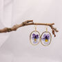 Wild Pansy Pressed Flower Gold Plated Earrings, thumbnail 3 of 9