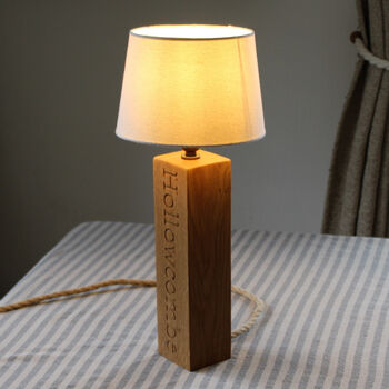 Personalised Wooden Engraved Lamp Stand, 11 of 12