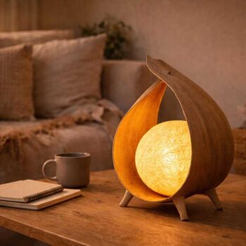 Coconut Leaf Table Lamp Handmade Boho Natural, 3 of 11