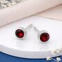 Sterling Silver January Garnet Birthstone Stud Earrings – 7mm, thumbnail 1 of 10