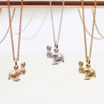 18ct Gold Plated Or Sterling Silver Tiny Bunny Necklace, 2 of 5