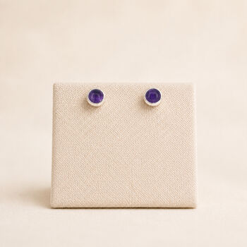 4mm Sterling Silver Amethyst Stud Earrings, 3 of 4