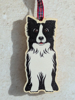 Collie Dog Hanging Wooden Christmas Decoration, 6 of 6