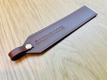 Personalised Stamped Leather Bookmark, Conker Brown, 7 of 9